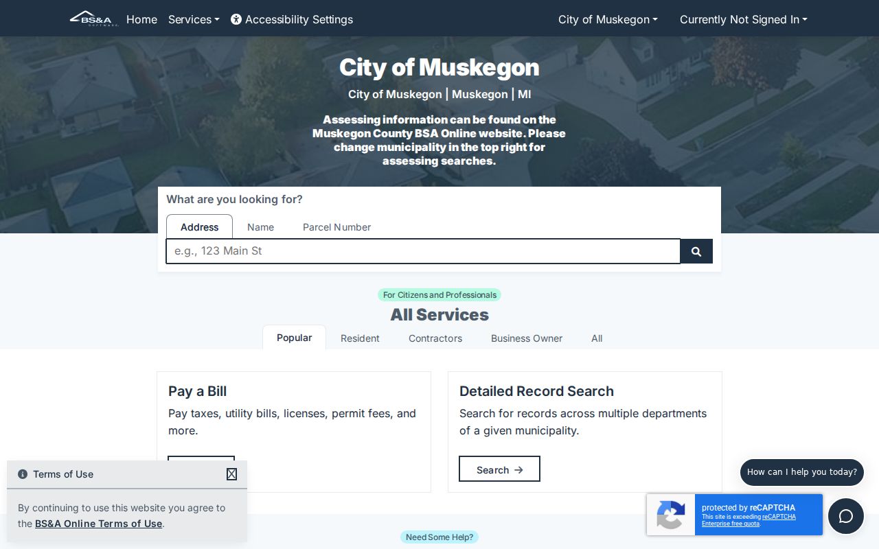 Muskegon residents directory BS&A property search options