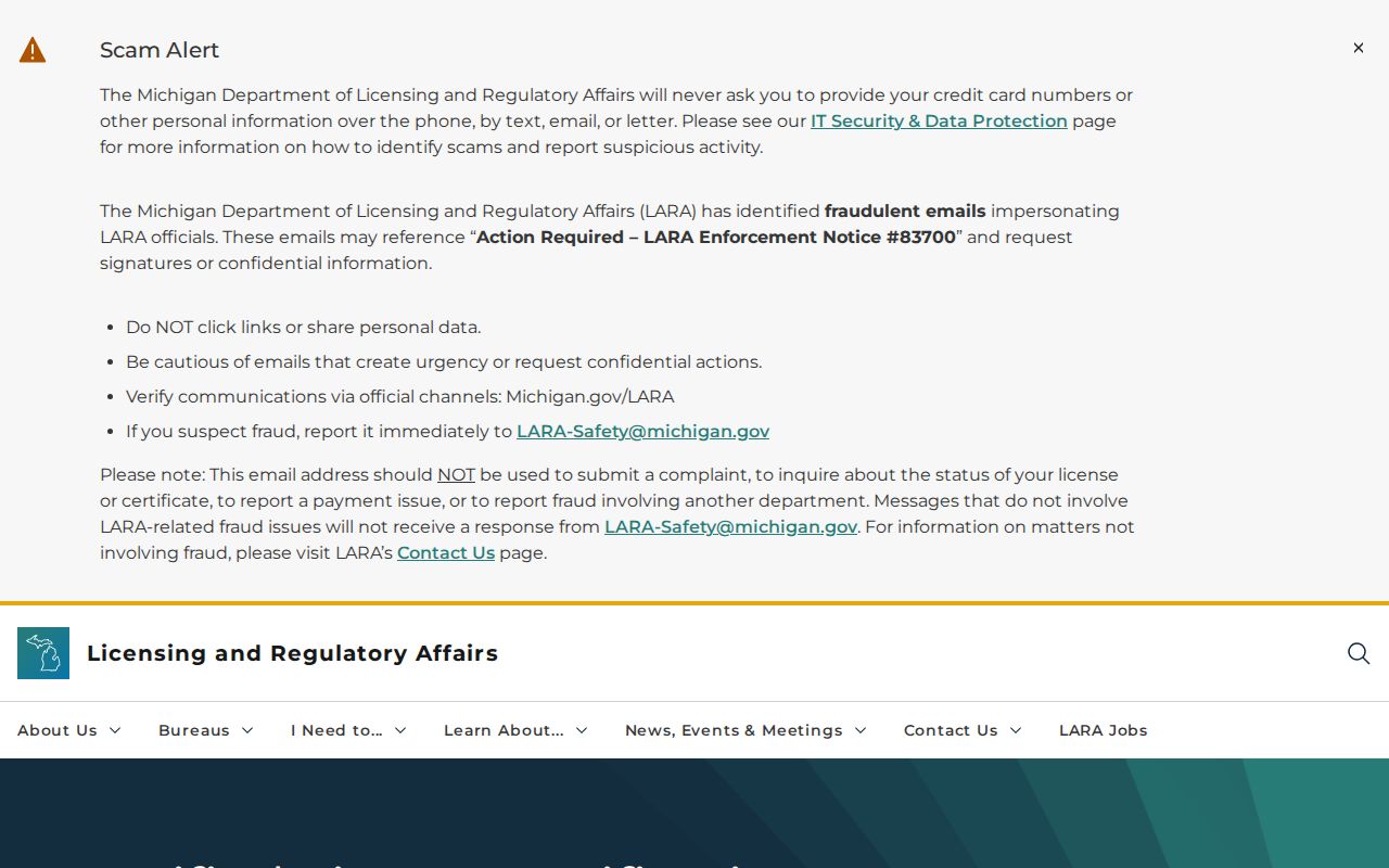 Muskegon resident lookup view of Michigan LARA license search