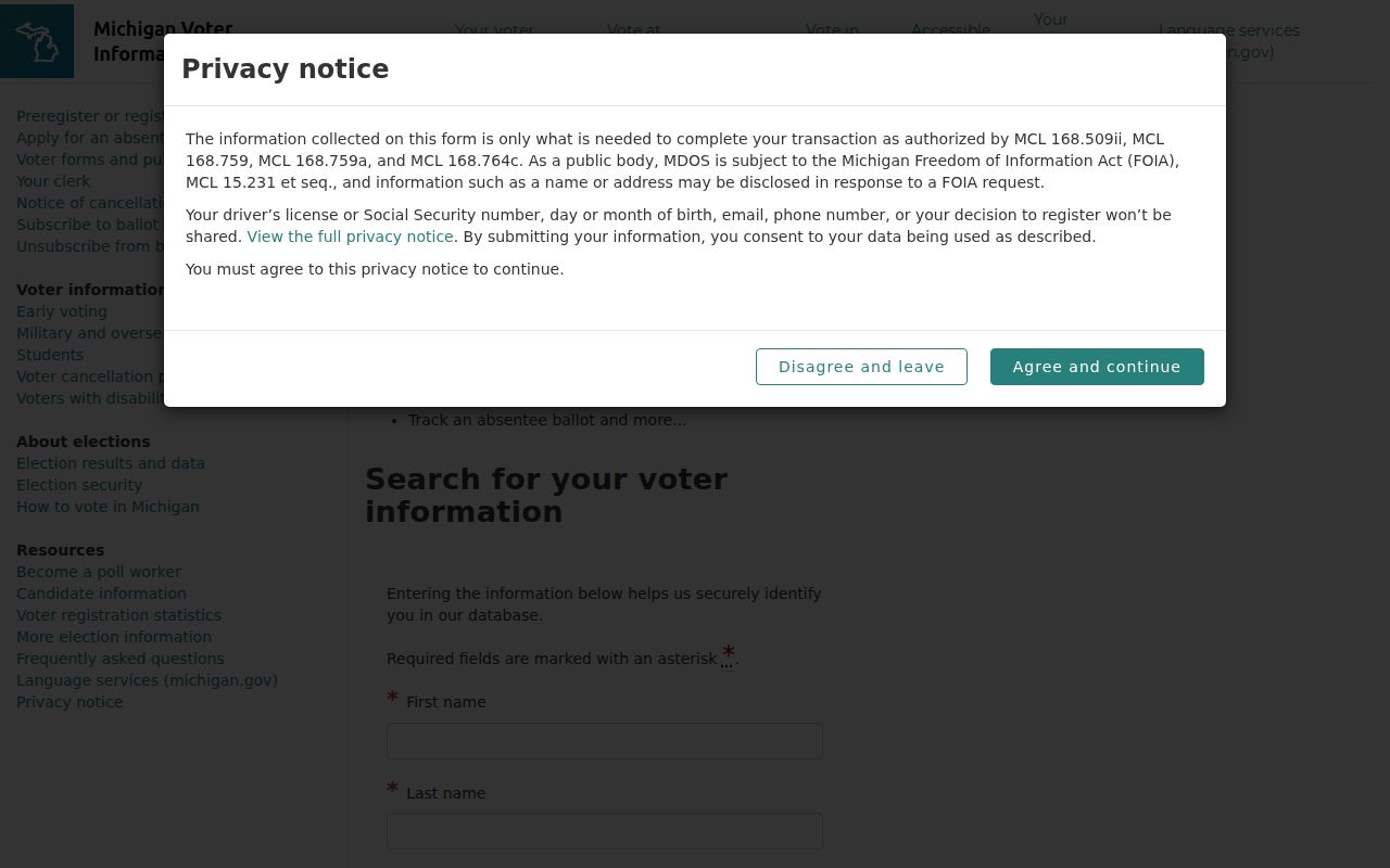 Muskegon residents directory Michigan voter information lookup