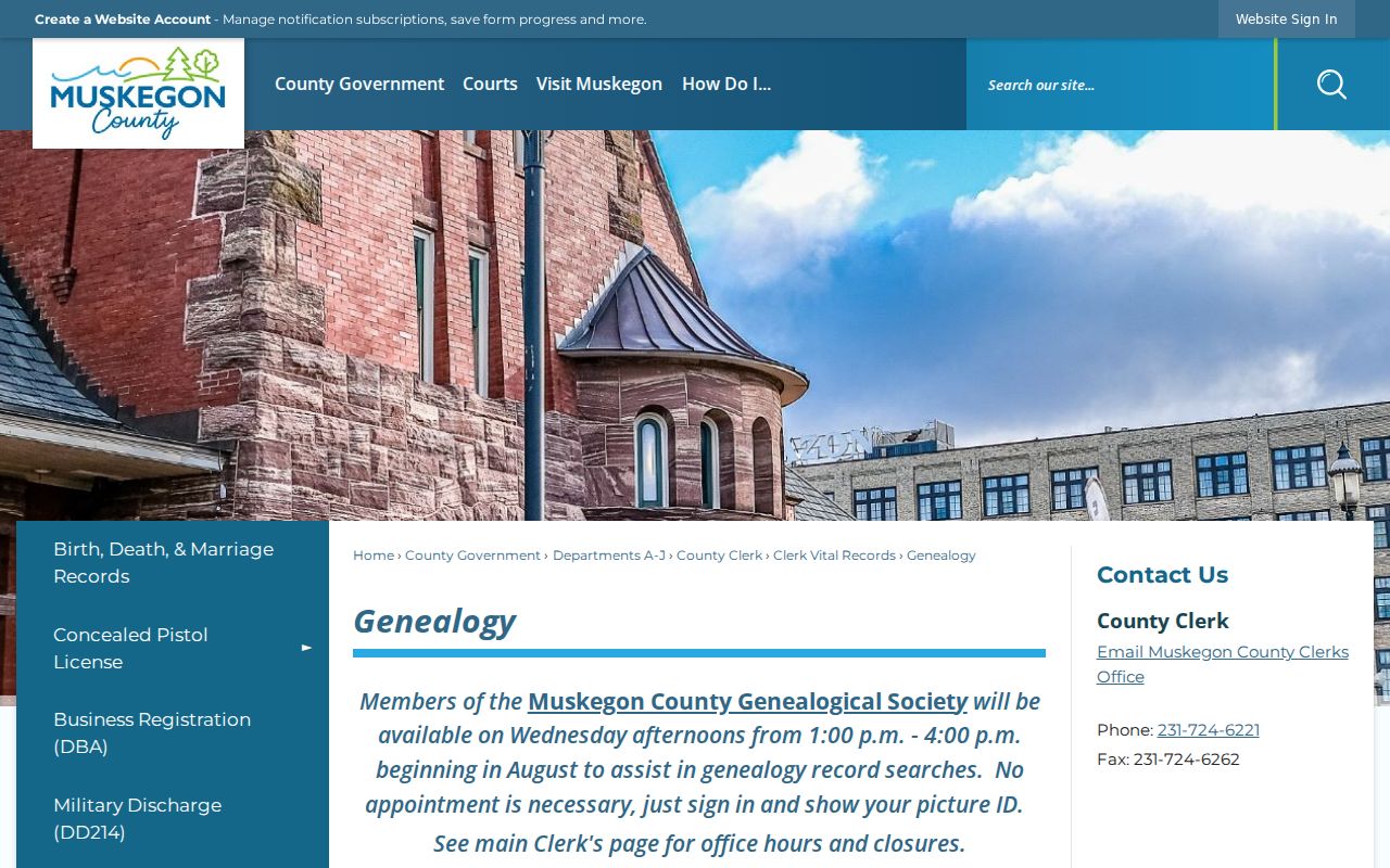 Muskegon residents directory county clerk genealogy service