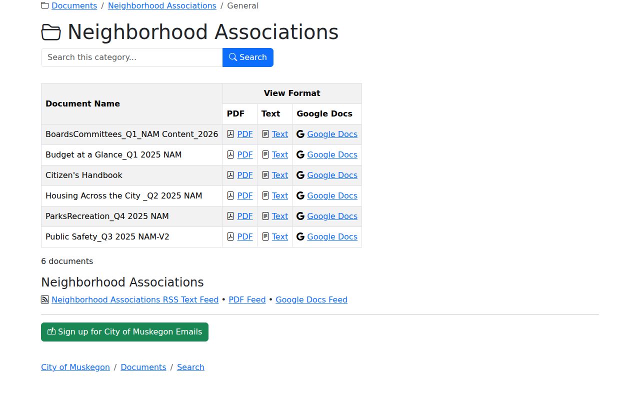 Muskegon neighbors resource showing city neighborhood documents